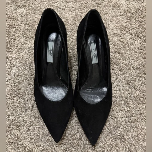Prada Women's Black Suede Heels - Picture 1 of 6
